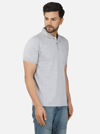 Men's Polo Half Sleeve T-Shirt Grey Melange