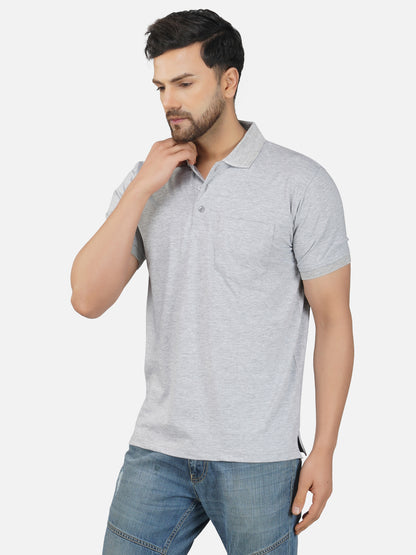 Men's Polo Half Sleeve T-Shirt Grey Melange