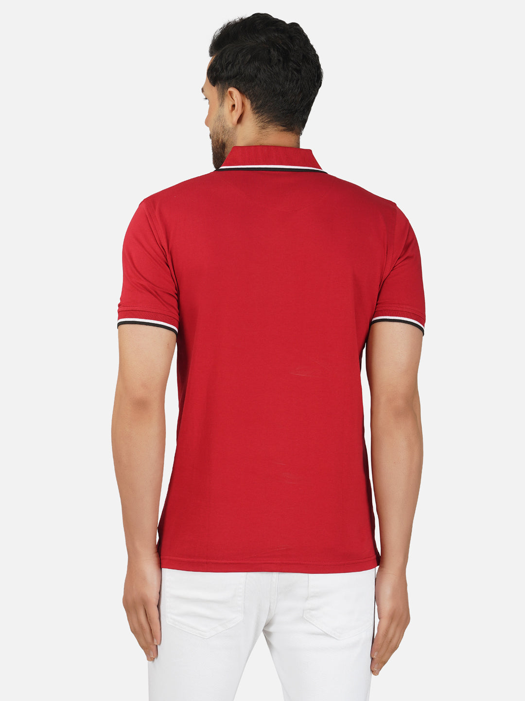 Men's Polo Half Sleeve Design T-Shirt Red and Black