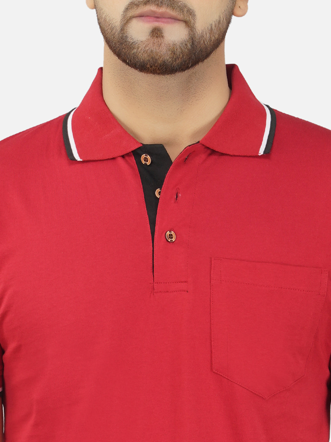 Men's Polo Half Sleeve Design T-Shirt Red and Black