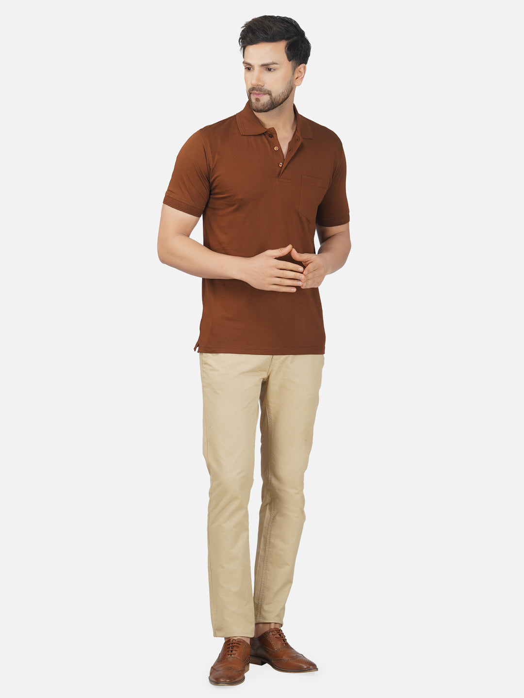 Men's Polo Half Sleeve T-Shirt Brown