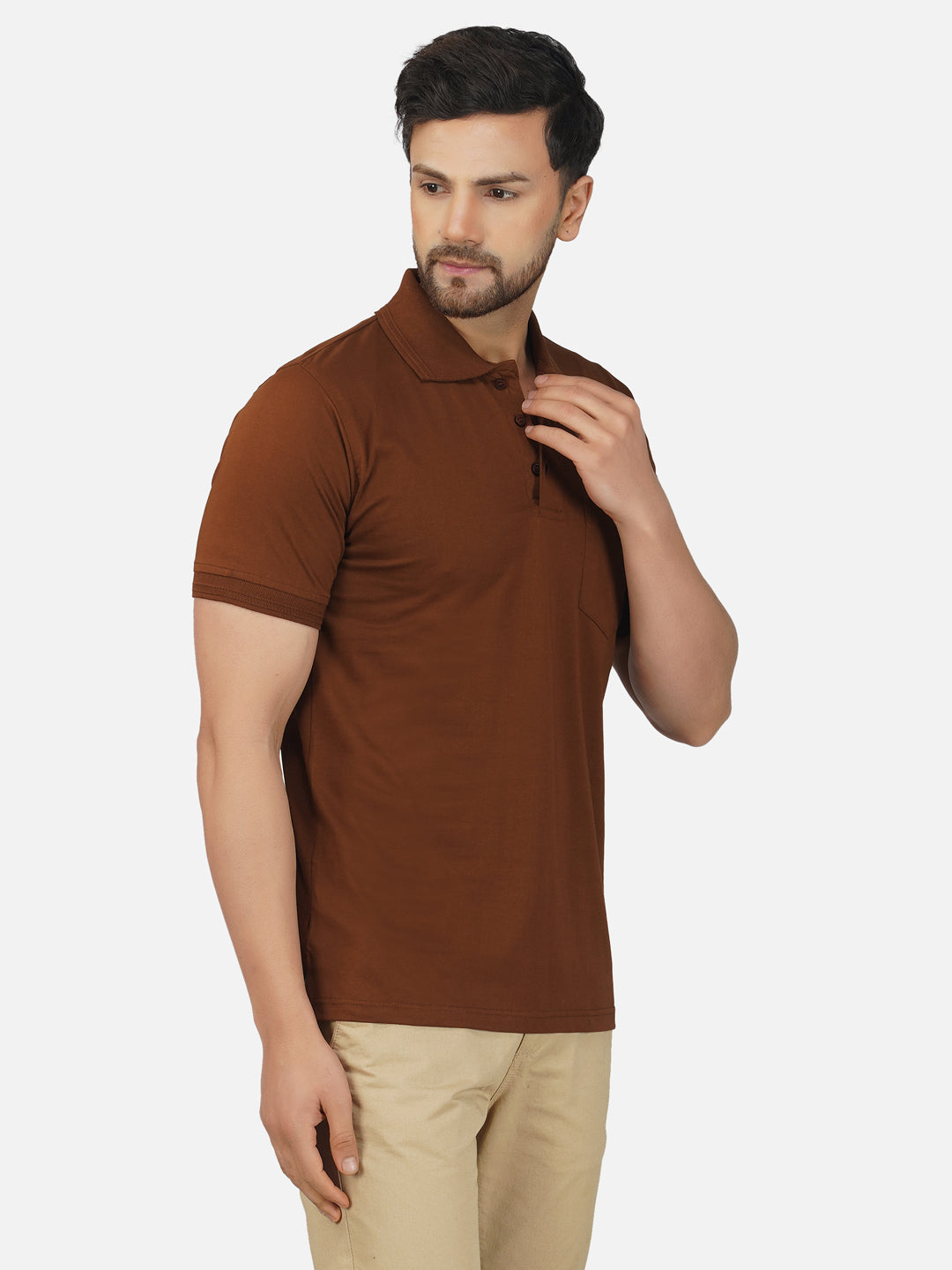 Men's Polo Half Sleeve T-Shirt Brown