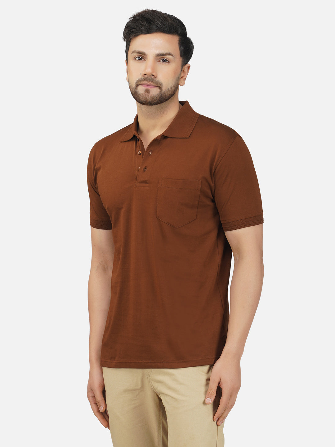 Men's Polo Half Sleeve T-Shirt Brown