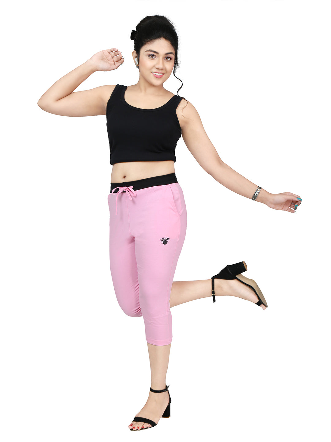 Women Capris Baby Pink