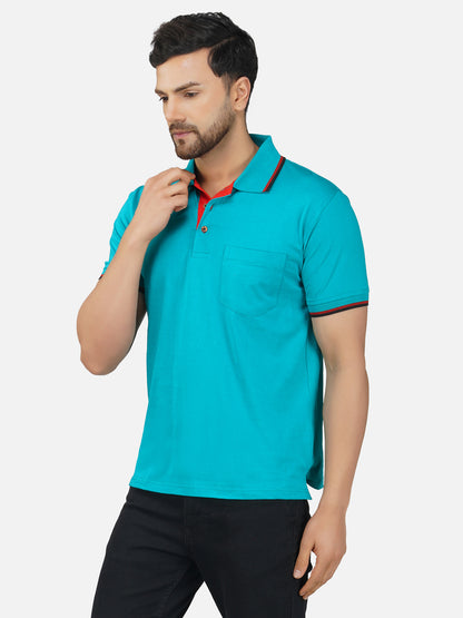 Men's Polo Half Sleeve Design T-Shirt Green, Black and Red