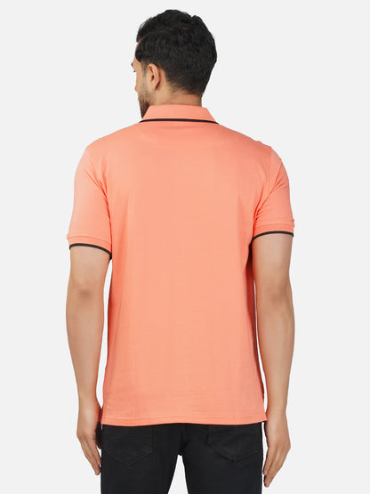 Men's Polo Half Sleeve Design T-Shirt Peach and Black