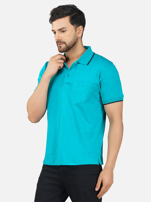 Men's Polo Half Sleeve Design T-Shirt Green and Black