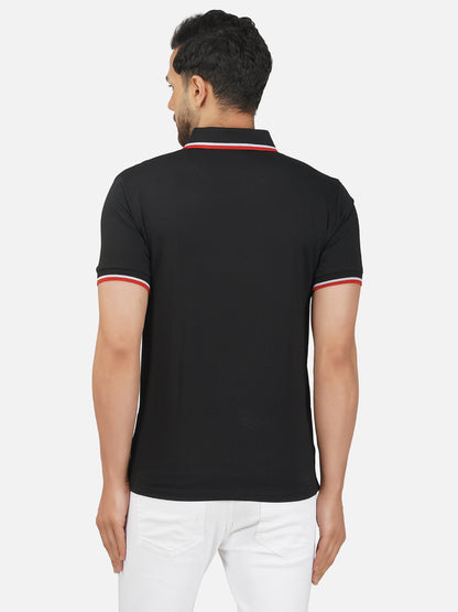 Men's Polo Half Sleeve Design T-Shirt Black and Red