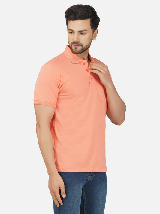 Men's Polo Half Sleeve T-Shirt Peach