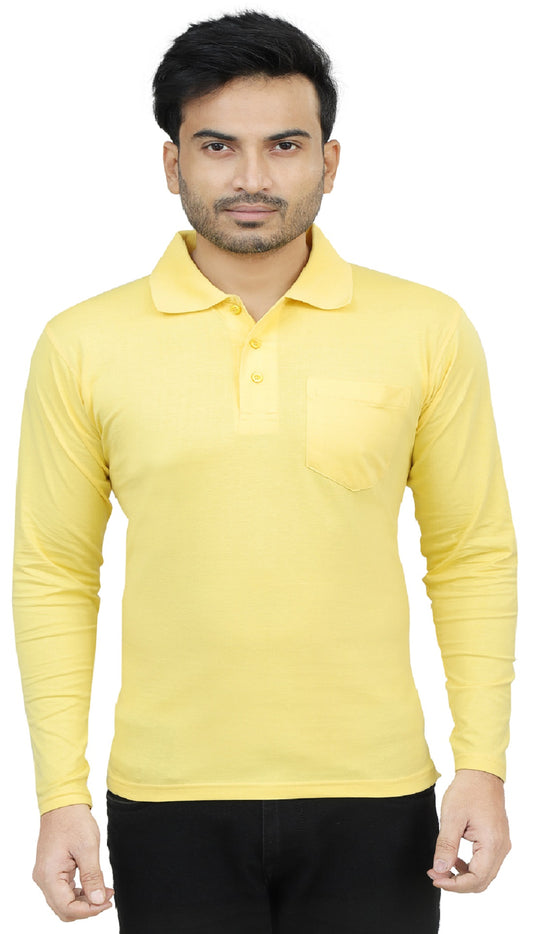 Men's Polo Full Sleeve T-Shirt Lemon