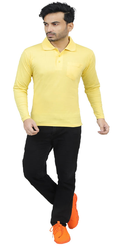 Men's Polo Full Sleeve T-Shirt Lemon