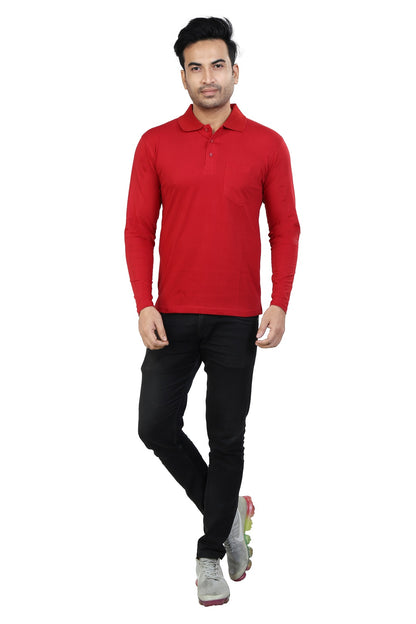 Men's Polo Full Sleeve T-Shirt Red