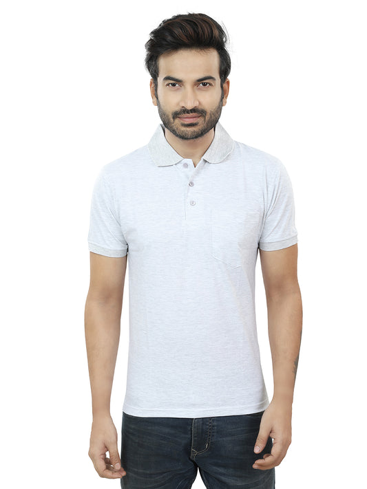 Men's Polo Half Sleeve T-Shirt White Melange