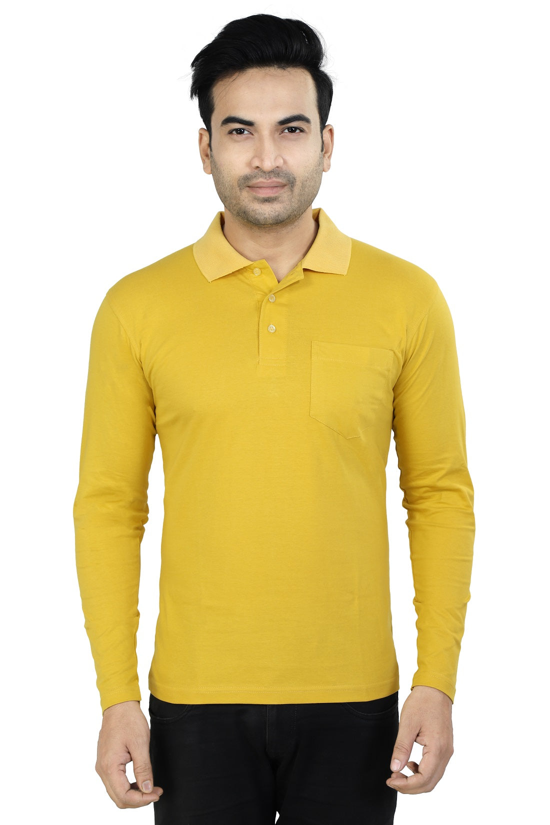 Men's Polo Full Sleeve T-Shirt Yellow