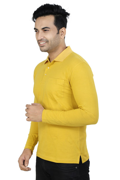 Men's Polo Full Sleeve T-Shirt Yellow