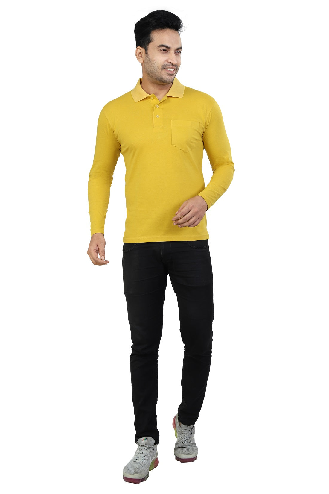 Men's Polo Full Sleeve T-Shirt Yellow