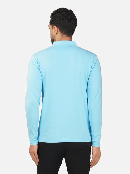 Men's Polo Full Sleeve T-Shirt Aquablue