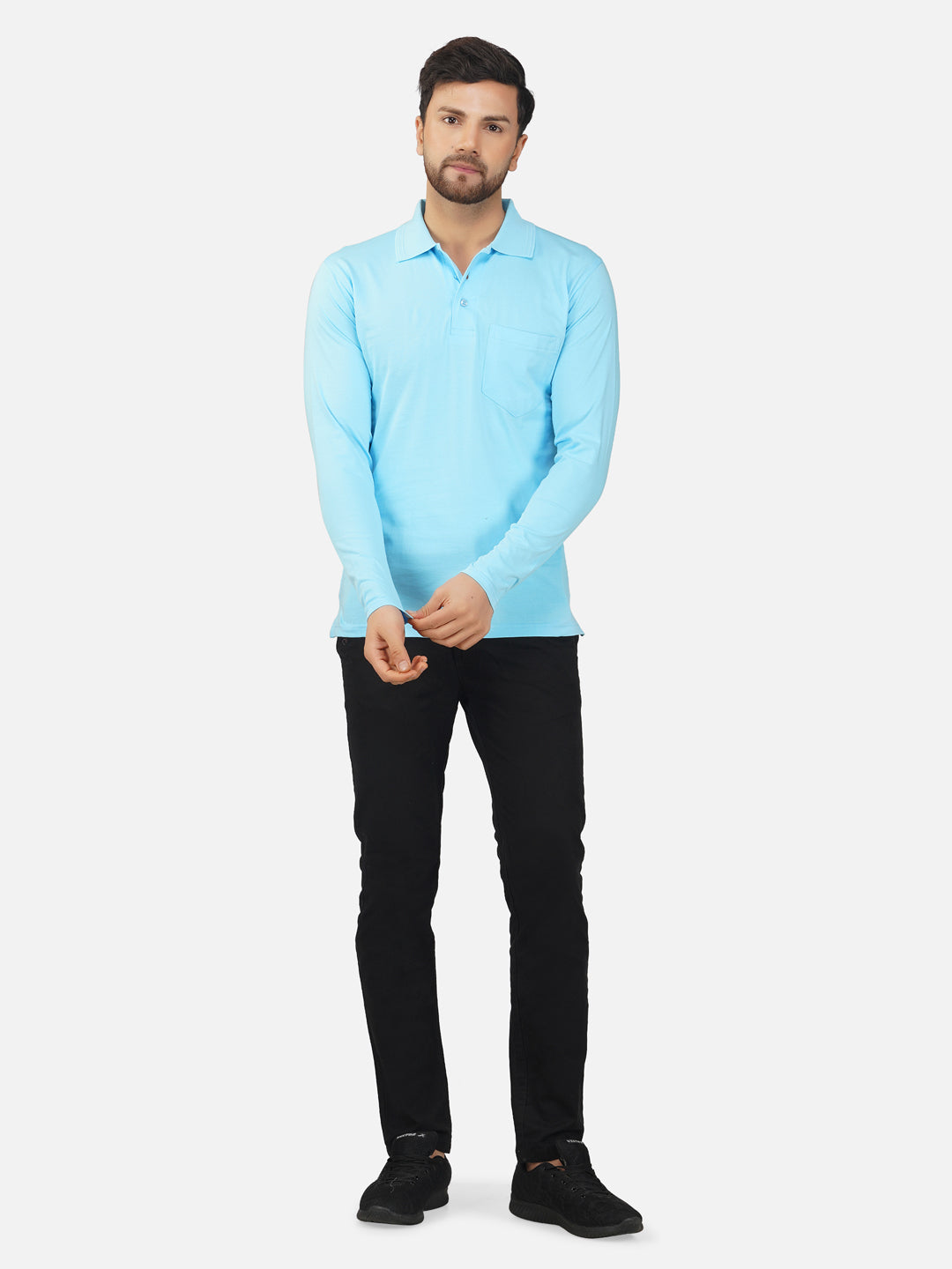 Men's Polo Full Sleeve T-Shirt Aquablue