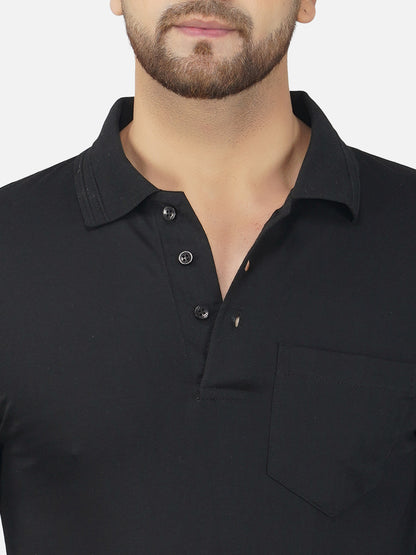 Men's Polo Full Sleeve T-Shirt Black