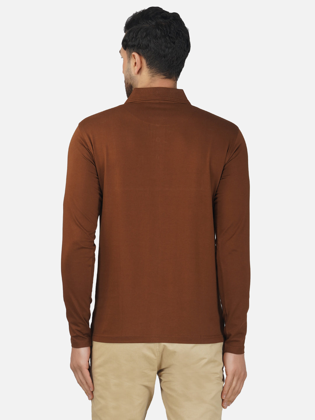 Men's Polo Full Sleeve T-Shirt Brown