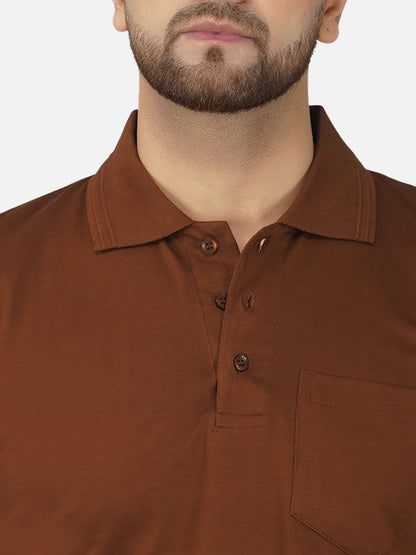 Men's Polo Full Sleeve T-Shirt Brown