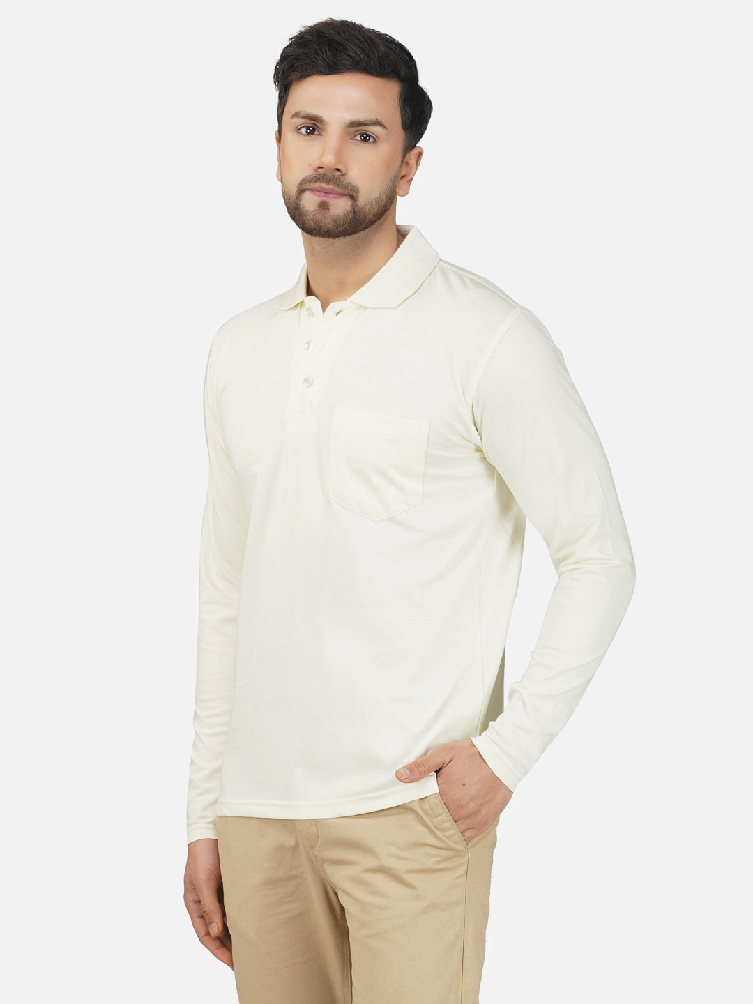 Men's Polo Full Sleeve T-Shirt Butter