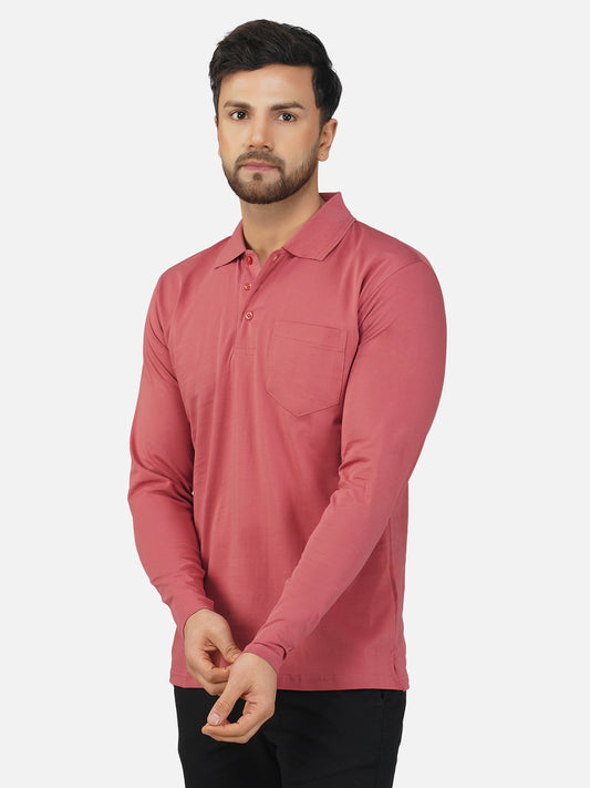 Men's Polo Full Sleeve T-Shirt Dusty Rose