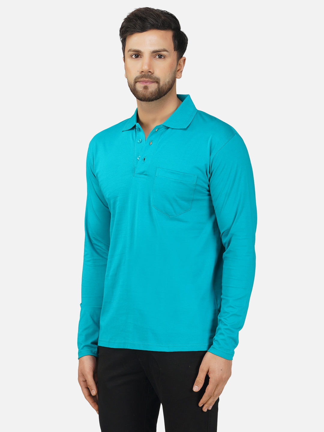 Men's Polo Full Sleeve T-Shirt Green