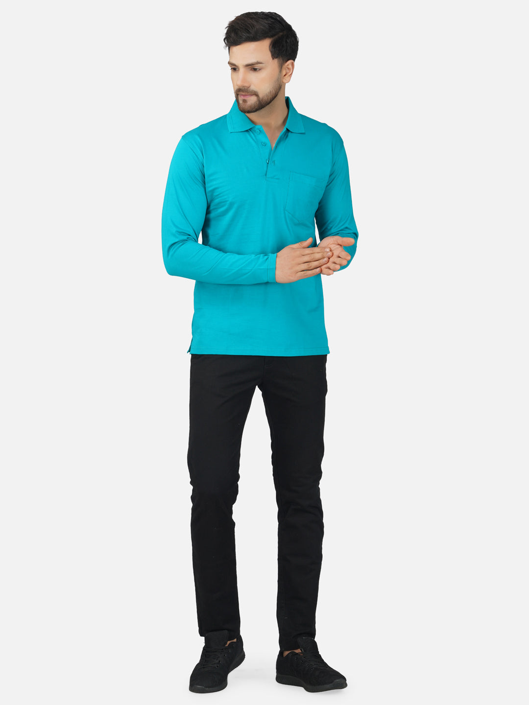 Men's Polo Full Sleeve T-Shirt Green