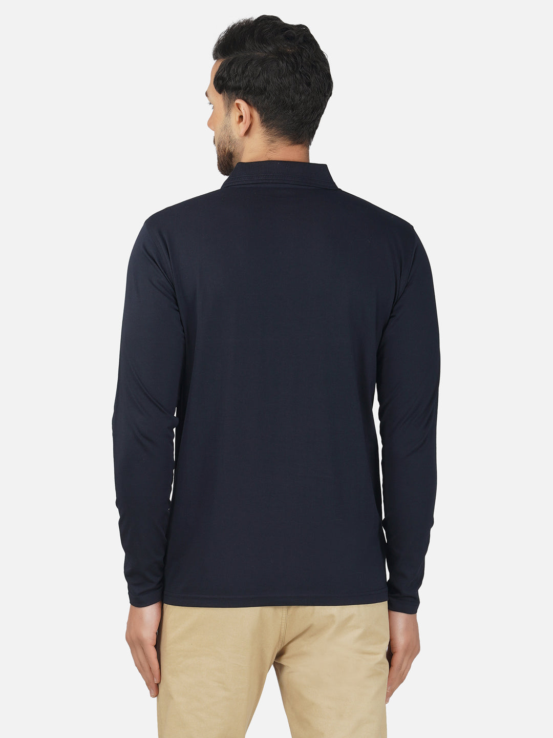 Men's Polo Full Sleeve T-Shirt Navy Blue