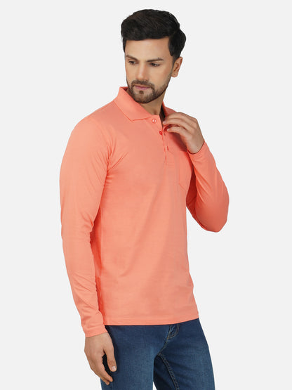 Men's Polo Full Sleeve T-Shirt Pink