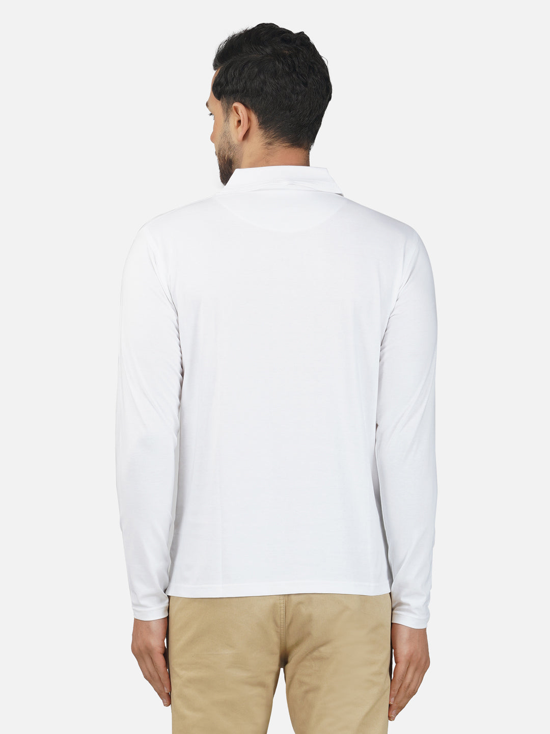 Men's Polo Full Sleeve T-Shirt White