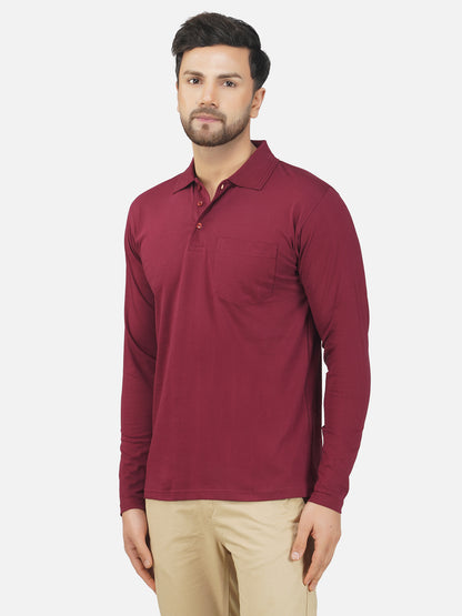 Men's Polo Full Sleeve T-Shirt Wine