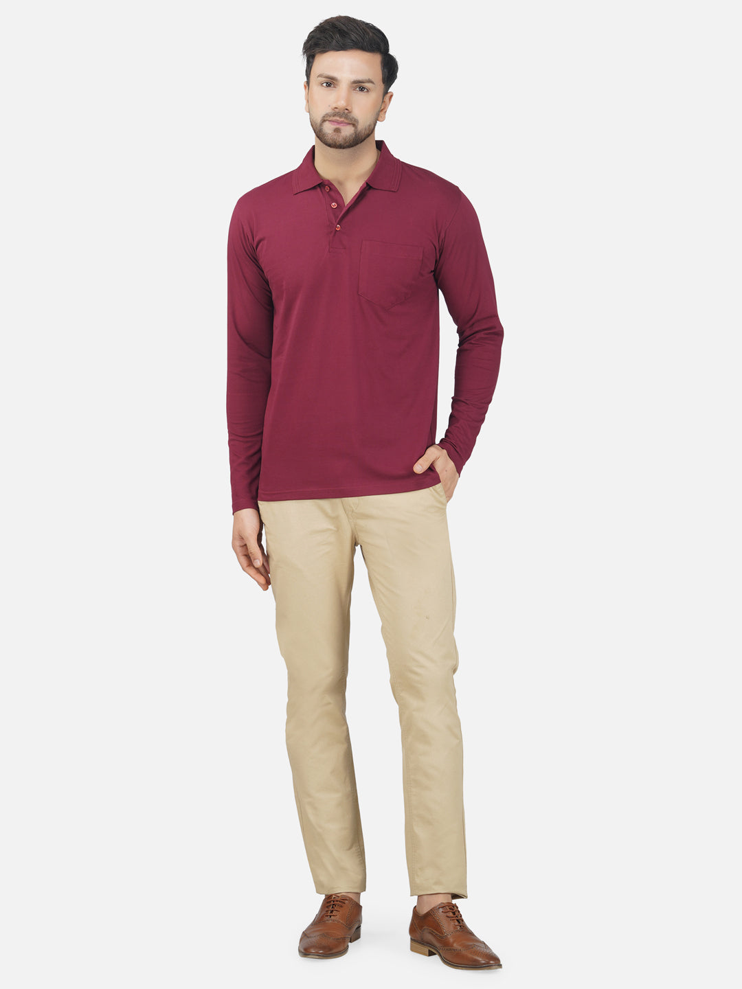 Men's Polo Full Sleeve T-Shirt Wine