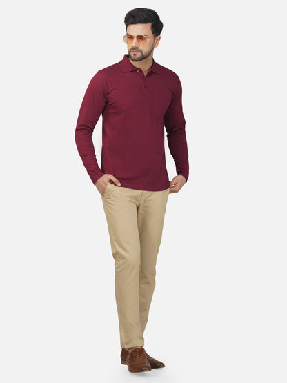 Men's Polo Full Sleeve T-Shirt Wine